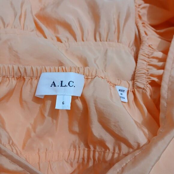 Alc womens small Coastal romantic mini sun dress flare flutter sleeve tangerine - Picture 7 of 8